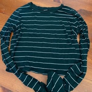 Forever 21 longsleeve green and white striped top